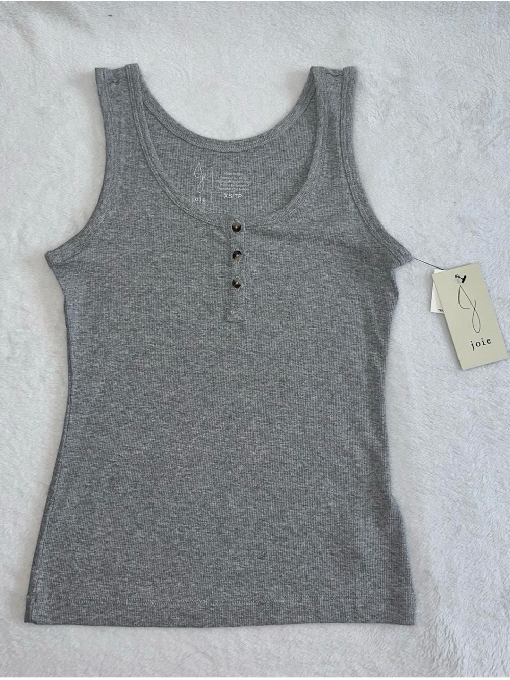 Joie Womens XS Gray Henley Tank Top Scoop Casual New NWT